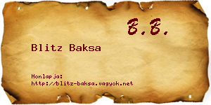 Blitz Baksa névjegykártya